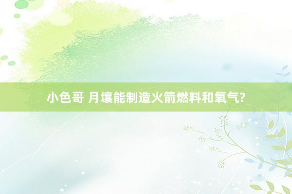 小色哥 月壤能制造火箭燃料和氧气?