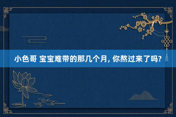 小色哥 宝宝难带的那几个月， 你熬过来了吗?