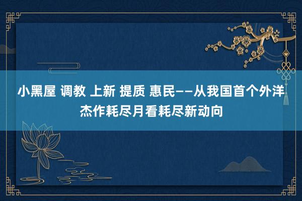 小黑屋 调教 上新 提质 惠民——从我国首个外洋杰作耗尽月看耗尽新动向