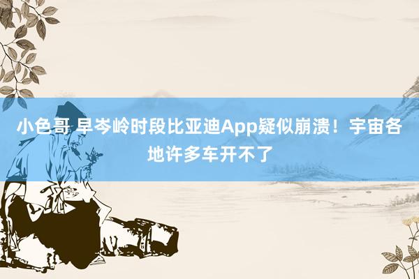 小色哥 早岑岭时段比亚迪App疑似崩溃！宇宙各地许多车开不了