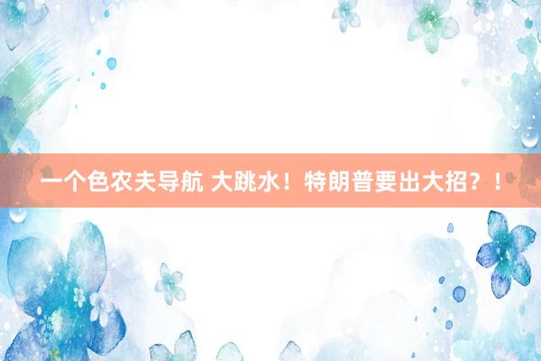一个色农夫导航 大跳水！特朗普要出大招？！