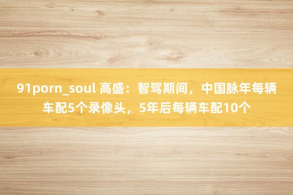91porn_soul 高盛：智驾期间，中国脉年每辆车配5个录像头，5年后每辆车配10个