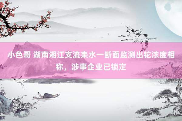 小色哥 湖南湘江支流耒水一断面监测出铊浓度相称，涉事企业已锁定