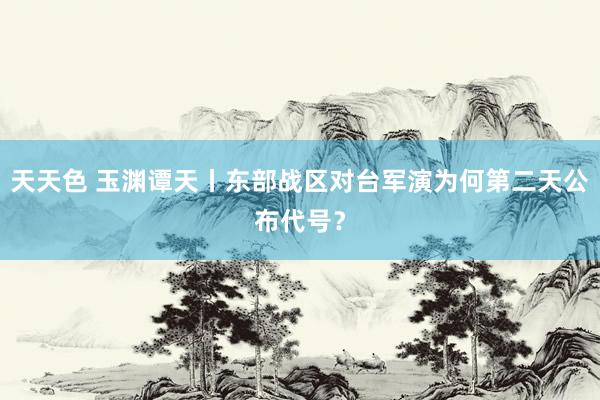 天天色 玉渊谭天丨东部战区对台军演为何第二天公布代号？