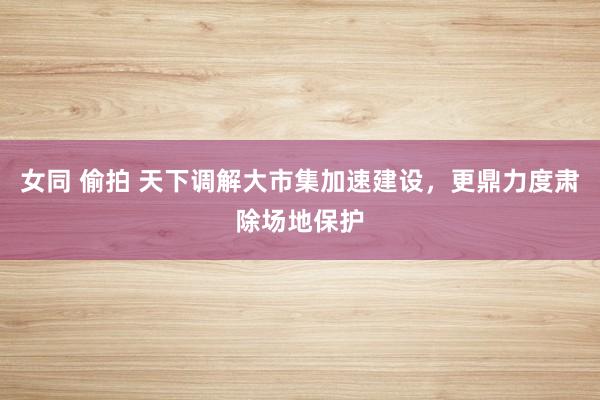 女同 偷拍 天下调解大市集加速建设，更鼎力度肃除场地保护