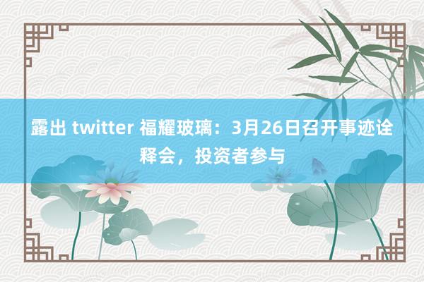 露出 twitter 福耀玻璃：3月26日召开事迹诠释会，投资者参与