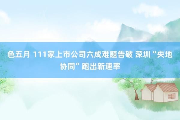 色五月 111家上市公司六成难题告破 深圳“央地协同”跑出新速率
