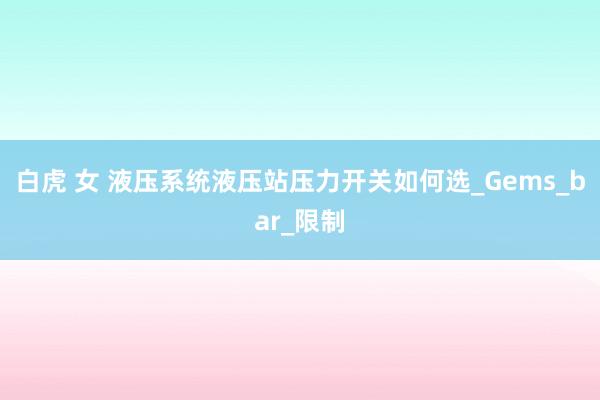 白虎 女 液压系统液压站压力开关如何选_Gems_bar_限制