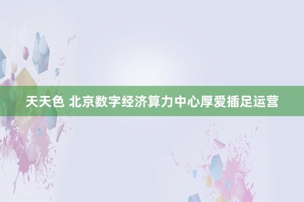 天天色 北京数字经济算力中心厚爱插足运营